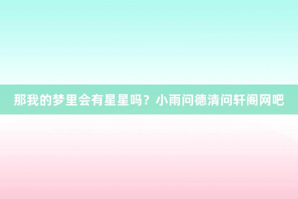 那我的梦里会有星星吗?小雨问德清问轩阁网吧